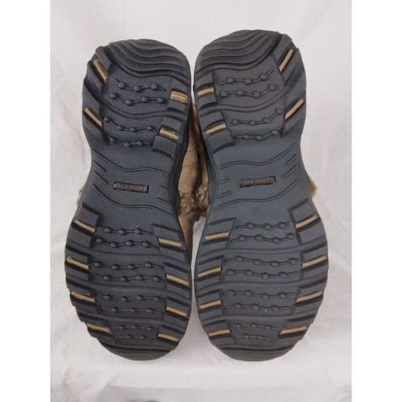 Lands' End Tan Suede Leather Boots Fleece Lining Zip Up Mid Calf Womens Size 7B - Picture 8 of 8